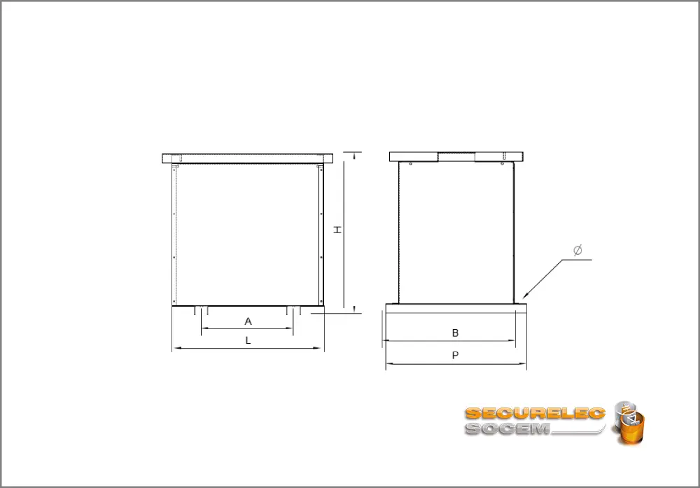 Plan technique coffret IP23 pour le transformateur monophasé et triphasé